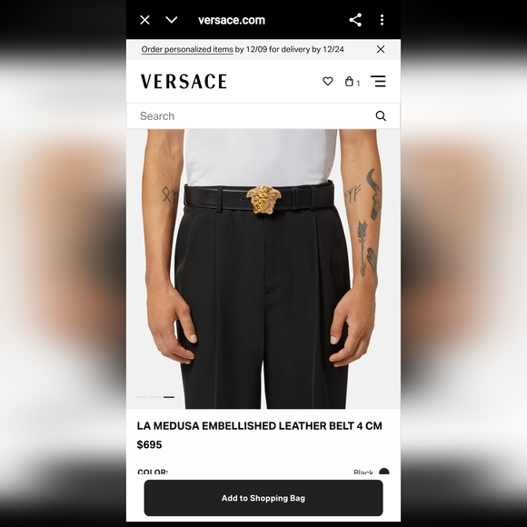 Versace Black Belt with Gold and Silver Medusa Design - Picture 4 of 8